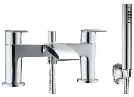 Faul Waterfall Spout Bath Filler Tap and Shower Attachment Mixer Bath Filler Shower Head with Handheld Shower Head Attachment for Bathroom