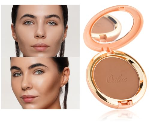 Oulac Satin Matt Bronzer Puder Gesichts Makeup mit Spiegel, Hochpigmentiertes Bronzing Powder Bronzing Blush Dual Purpose, Sonnengeküsster Natürlicher Look, Vegan & Cruelty-Free BS03