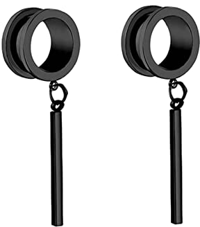 Bcughia Tunnel 16mm Edelstahl Tunnel Ohrringe Herren mit Lang Stock Anhänger Tunnel Ohrring Set, 2 Stück