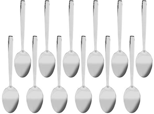 Uadme Cuchara de mango largo, cuchara de postre de mango largo, 12 piezas de acero inoxidable 316 para sopa, café, cuchara agitadora para helado, 7.5 pulgadas