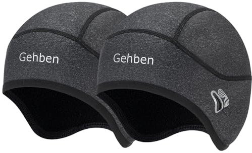Gehben Gorro de ciclismo bajo casco, paquete de 2 unidades, cálido gorro de bicicleta para invierno y otoño, resistente al viento, gorro bajo casco de bicicleta, casco de esquí, gorro cálido para