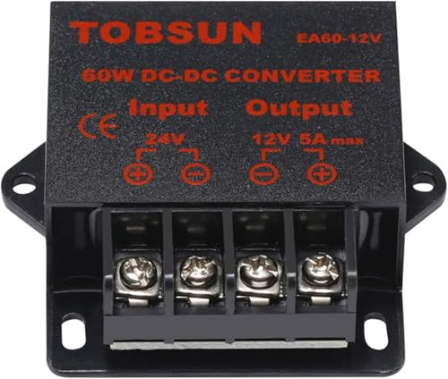 DC 24V to 12V 5A Converter, Power Supply Step-Down Voltage Reducer Regulator, Buck Transformer Module for Electronics and Automotive Applications (DC 24V to 12V 5A)