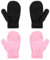 WLLHYF 2 Paar Kinder Fäustlinge Winter Warm Elastisch Keine Kratzer Weiche Handschuhe Atmungsaktive Kleinkind Fäustlinge für Jungen, Mädchen (Schwarz+Rosa)