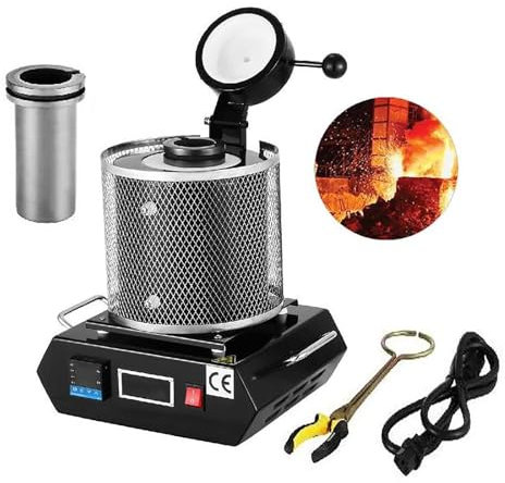 Horno de fundición de oro eléctrico con crisol de grafito 2100F Máquina de fundición de metales digital Horno de fundición de refinación 1600W(2KG)