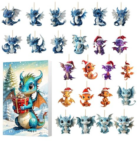 Drachen Adventskalender 2025, Adventskalender Kinder, Niedlicher Hund Adventskalender 2025, Spielzeug Adventskalender 2025, 24 Tage Weihnachten Countdown Kalender 2025