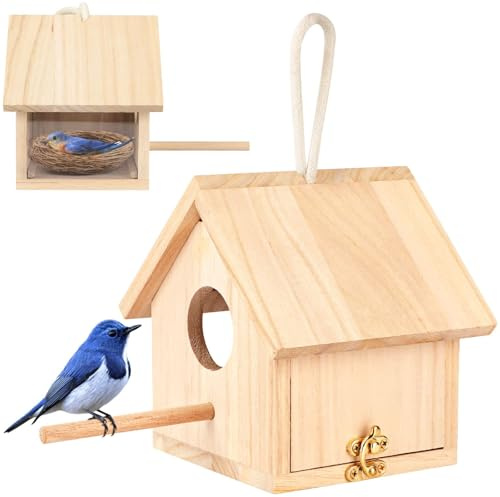 Vogelfutterhaus Holz, Vogelfutterhaus Zum Aufhängen, Vogelhaus Zum Aufhängen, Futterhaus für Vögel, Vogelhäuschen für Draußen, Vogelhaus Balkon, für Aufhängen in Draußen Gärten und Auf Balkonen