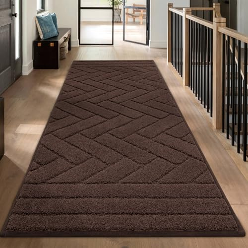 Biscpro Teppich Läufer 60x150cm Fußmatte Lang Waschbarer rutschfest Schmutzfangmatte Küchenteppich für Eingangsbereich Wohnzimmer,Flur,Büro,Schlafzimmer,Küchen-Coffee