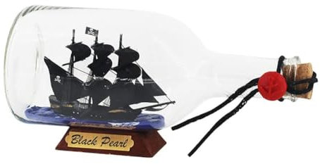 AYUNJIE Velero en una Botella, Modelo de Barco Perla Negra, Modelo de Botella a la Deriva Barco Artesanal, Kit de Barco y Barco Juego de Barcos Regalos (22 * 9,2 * 11 cm)
