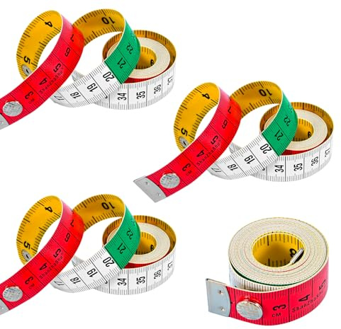 POPAPIE 4 Rollen SchneidermaßBand,150cm/60zoll Körpermaßband,Doppelseitige Measuring Tape,Maßband zum Nähen mit Knopf,Flexible Massband Nähbedarf für Schneider Haushalte Handwerker