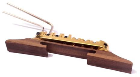 Steg-saitenhalter Für Archtop-gitarren Goldene Rollensättel Verstellbares Nickel-rad Palisander Größe 13,8 X 1,5 X 3,6 Cm