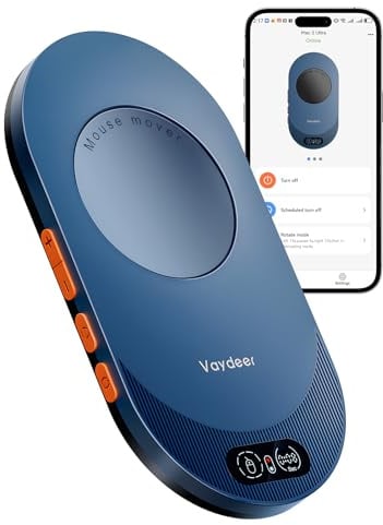 VAYDEER Upgraded Air 3 Ultra Mouse Jiggler: Undetectable & Noiseless, APP Remote Control with Timer, Realistic Movement Simulator for PC/Teams Activity, Driver-Free - light blue (Stealth Edition)