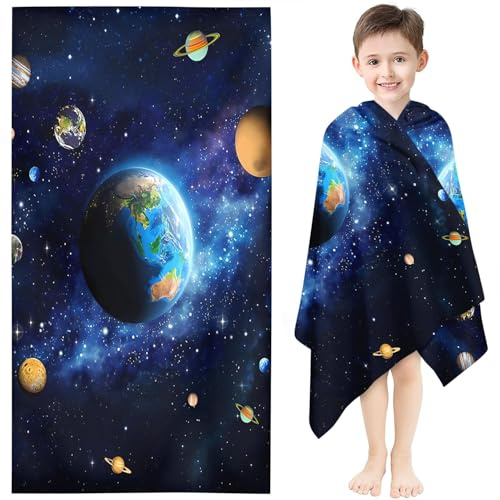 Fadaing Planeten Strandtuch 90x180 cm Badetuch Strandlaken Handtücher 50x100cm Für Kinder, Sterne Weltraum Universum Badetuch Groß 100x200cm Microfaser Handtuch(1,50 x 100 cm)