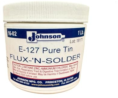 Johnson E-127 Pure Tin Flux-N-Solder Paste 454g – High-Temperature Tinning Compound for Electronics, Electrical Work & Metal Fabrication | Strong Bonding, Clean Finish