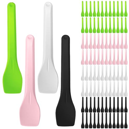 100 cucchiai da gelato, piccoli cucchiai da dessert in plastica colorata, riutilizzabili, biodegradabili, per gelati, torte, yogurt, mousse, feste, 9,5 cm