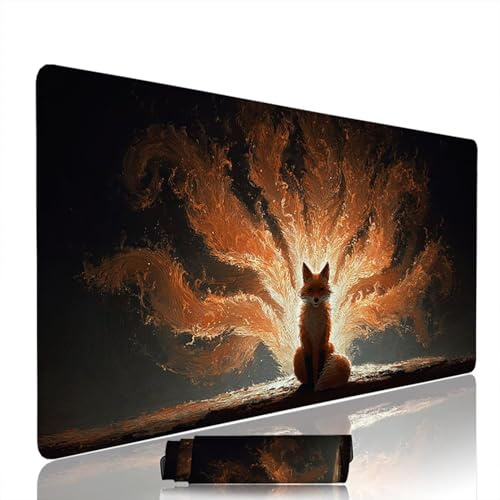 Nero Tappetino Mouse xxl 600x300x3mm Gaming Mouse Pad Accessori Scrivania Sottomano Antiscivolo Grande Computer Tastiera Mousepad Volpe Tappetino PC Waterproof Base in Gomma, per Laptop Casa w-5163