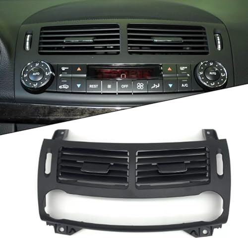 Rejilla de salida de ventilación central delantera para Mercedes Clase E W211 2003-2008 y CLS W219 2007-2009, moldura ABS negra compatible con versión avanzada