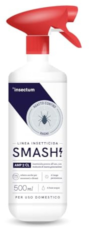 Insetticida Ragni Spray Insectum Smash 500 ml - Previene la Formazione di Ragnatele - Elimina Ragni per la Casa - Senza Permetrina