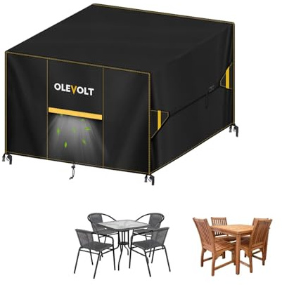 OLEVOLT Housses pour Mobilier de Jardin Housse de Table de Jardin Exterieur | Bâche de Protection pour Chaise Meubles Housse Salon de Jardin Exterieur Bâche Mobilier Imperméable 600D Oxford 100x100x74cm