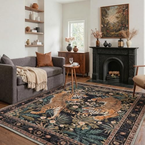 GENIMO Orientteppich 160x230 cm, Persischer Medaillon Läufer, Vintage Kurzflor in Dusty Rust, Waschbar & rutschfest, pflegeleichter Teppich für Flur, Küche, Eingang