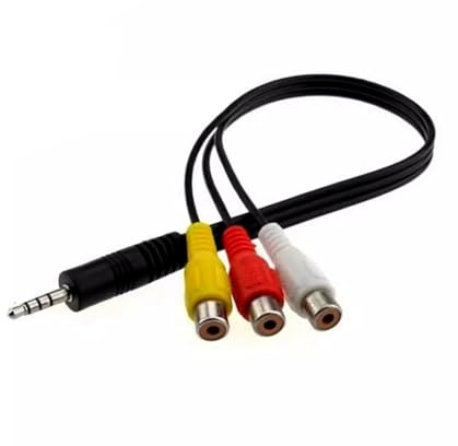 1Pcs 0.2m 3.5mm to 3 RCA AV Adapter Cable Red White Yellow Female Jack for TCL TV Video Component Connector(Black)