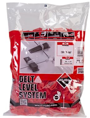 RUBI 2868 | Bridas de Nivelación para Cerámica | Brida de 3 mm para Baldosas Cerámicas de entre 6 y 15 mm | Para Formatos de 30x30 cm y Superiores | 400 unidades | BRIDA DELTA LEVEL SYSTEM