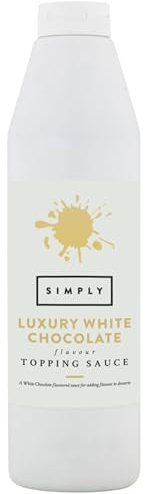 Simply Luxury White Chocolate Topping Sauce, Ready to Use Dessert Sauce for Ice Cream, Waffles, Pancakes, Coffee & Milkshakes (1 kg)