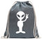 Kiwistar - Turnbeutel - stahlgrau - Alien Peace - Fun Rucksack Sport Beutel Gymsack Baumwolle mit Ziehgurt
