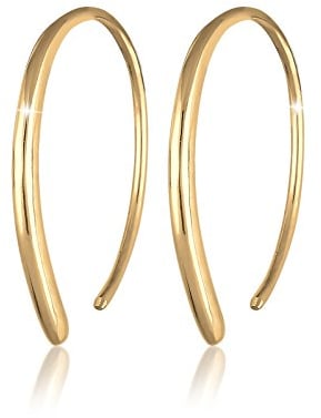 Elli Creolen Silber 925 Vergoldet 24K Frauen Kreolen Damen Ohrringe Gold Farbe Offen Oval Durchmesser 15-23mm Hoops 0312951117
