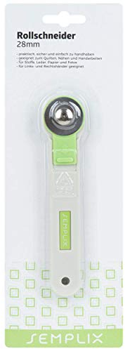 SEMPLIX Stoffschneider Mini mit Klingenschutz, 28mm - Rollschneider zum Basteln & Nähen (grün)