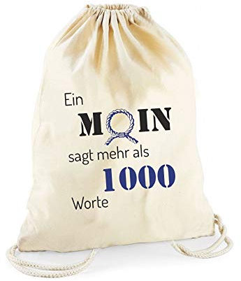 Statement Turnbeutel Ein Moin sagt mehr als 1000 Worte - 3 Farben - Geschenkidee - Souvenir - Norddeutsch - Küste (Natur)