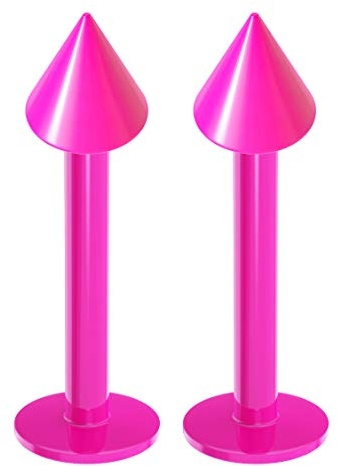 Evonix 2pc 16g Labret Studs Lip Ring Monroe Tragus Snake Spider Bites Forward Helix Cartilage Dahlia Conch Dental-Grade Acrylic 3mm Spike Piercing