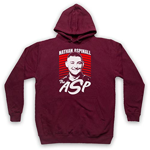 My Icon Art & Clothing Nathan Aspinall The Asp Darts Tribute English Player Erwachsenen Kapuzensweater, Burgund, Small