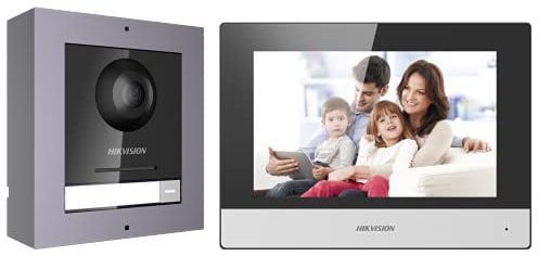 Hikvision Telefono del portello basato su IP/Campana Schermo TFT colorato da 7 pollici Risoluzione video 1080p Copertura grandangolare Microfono incorporato e altoparlante Cancellazione dell'eco