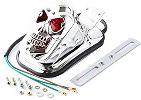 Motorcycle Skull Tombstone Rear Turn Brake Tail Light Signal Cruiser Chopper Touring Scooter Offroad Atv Dual Sport Bike (Chrome)