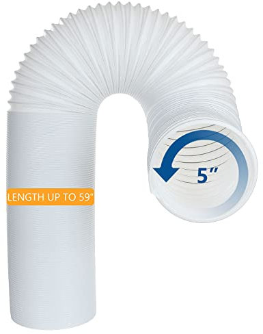 LISHINE Portable Air Conditioner Hose 5 Inch Diameter 59 Length, AC Exhaust Vent Hose Extension, Clockwise Thread Protable Air Conditioner Parts Compatible with for LG, Haier, Delonghi