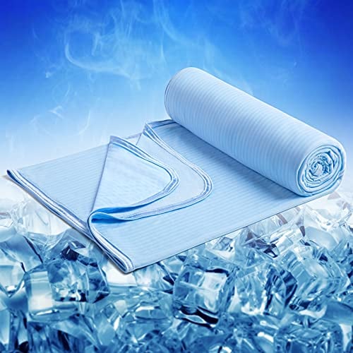 Marchpower Sommerdecke Mikrofaser Arc-Chill, Selbstkühlende Kühldecke mit Japanische Q-Max>0.5, Kühl und Gemütlich, 2 in 1 Doppelseitig weiche Kuscheldecke Sofadecke Reisedecke(150 * 200cm Blau)
