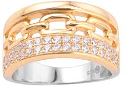 Ring Silber Gold Sissi Zirkonia weiß, Sterling Silber, zirkonia