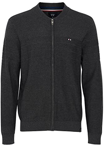 FQ1924 FQSabato Herren Strickjacke Cardigan Feinstrick mit kurzem Stehkragen, Größe:XXL, Farbe:Charcoal Mix (200278)