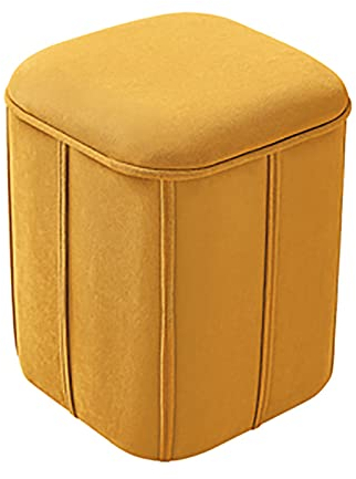 Klein Sitzhocker Mit Stauraum,Samt Sitzhocker Mit Stauraum Fußstütze Hocker,Niedlich Sitzpouf Couch Hocker Cube Sitzhocker Für Wohnzimmer Schlafzimmer Eingangsbereich-Gelb 32x32x37cm(13x13x15inch)