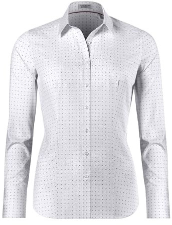 Vincenzo Boretti Bluse, modern-fit/leicht tailliert, Hemdkragen, gepunktet - bügelleicht weiß/dunkelblau 38