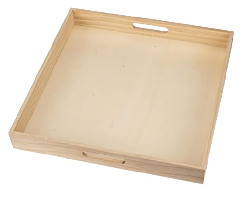 GLOREX - Bandeja de Madera, Natural, 40 x 40 x 5 cm