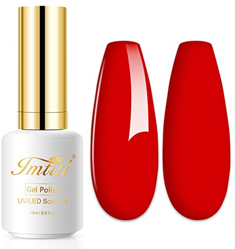Imtiti Gel Nagellack, 1 Pcs 15 ML Chili Rot Farbe Gel Lack Soak Off LED U V Nagel Gel Lack Nagellack DIY Nagel Kunst Starter Maniküre Salon Gel Nagel Kit für Frauen Mädchen