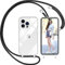 Nupcknn Handykette Hülle für iPhone 14 Pro Max Hülle TPU Bumper+PC Back Necklace(abnehmbar) Transparent Hülle mit Kordel zum Umhängen Handy Schutzhülle mit Band(Schwarz,6.7)