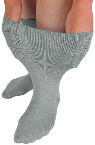 Dr.Socks Extra Wide Bamboo Oedema Socks Mens & Ladies | Socks for Swollen Feet Ankles Legs & Diabetics (6-8, Grey)