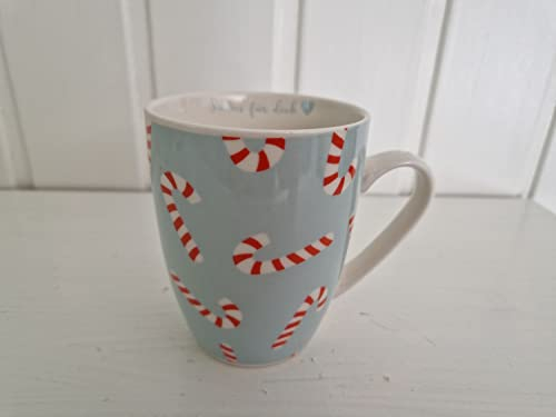 Arinosa Tasse Kaffeebecher Weihnachtstasse Zuckerstange Hellblau Keramik 350 ml