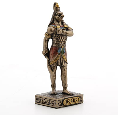 Veronese Design Miniaturfigur Horus, der Gott des Himmels, Kunstharz, handbemalt, Bronze-Finish, 9,5 cm