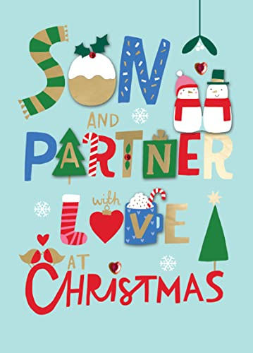 Son & Partner With Love Fun Hand-Finished Christmas Card Family Xmas Cards SMF031
