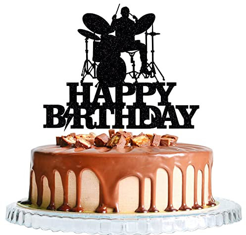 WRACKKIAR Drum kit Happy Birthday Cake Topper-Drum Set Cake Topper for Music Theme Party for Rock Roll Drummer Party Decor