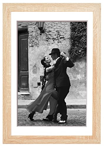 Stallmann Design Bilderrahmen mit Passepartout 50x70 cm (Bild 40x60) | Farbe: Sonoma | 30 mm starke Rahmenleiste