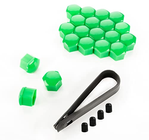 LST 20x Sechskant Abdeckkappen Radschraube Felgen Kappen Set 17 mm grün Glanz